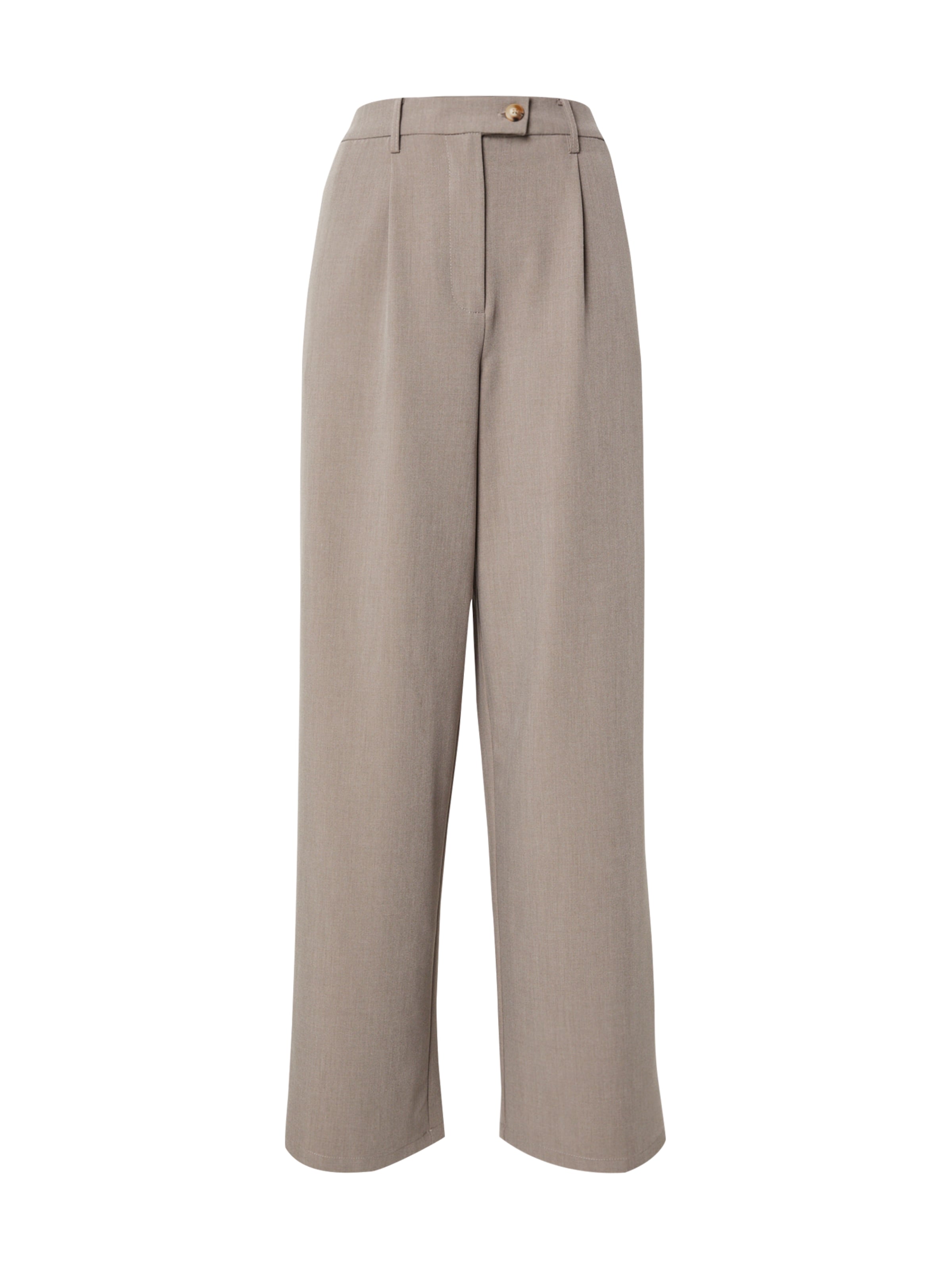 VILA - Perna larga Calças com pregas 'VISIFFE' em castanho: frente