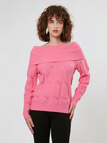 Pull-over Influencer en rose : devant