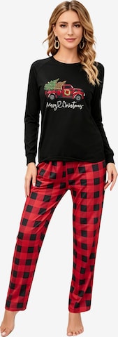 KoJooin Piżama 'Damen Weihnachts-Pyjama-Set im Karomuster Klassische,Langärmelige Loungewear zum Familien-Matching' w kolorze czerwony: przód