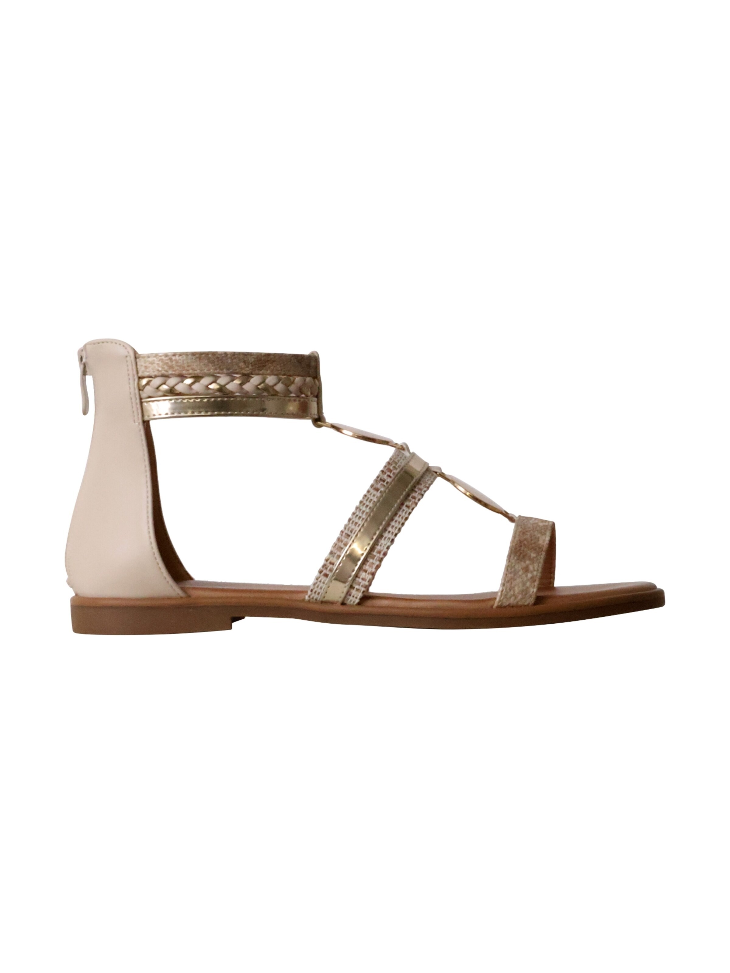 Sixth Sense Sandaal 'Flache Sandalen mit Reißverschluss' in Beige