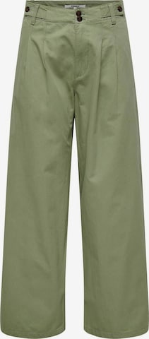 ONLY Wide leg Pleat-Front Pants in Green: front