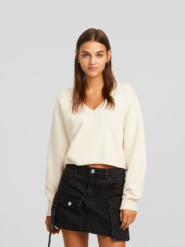 Pull-over Bershka en beige : devant