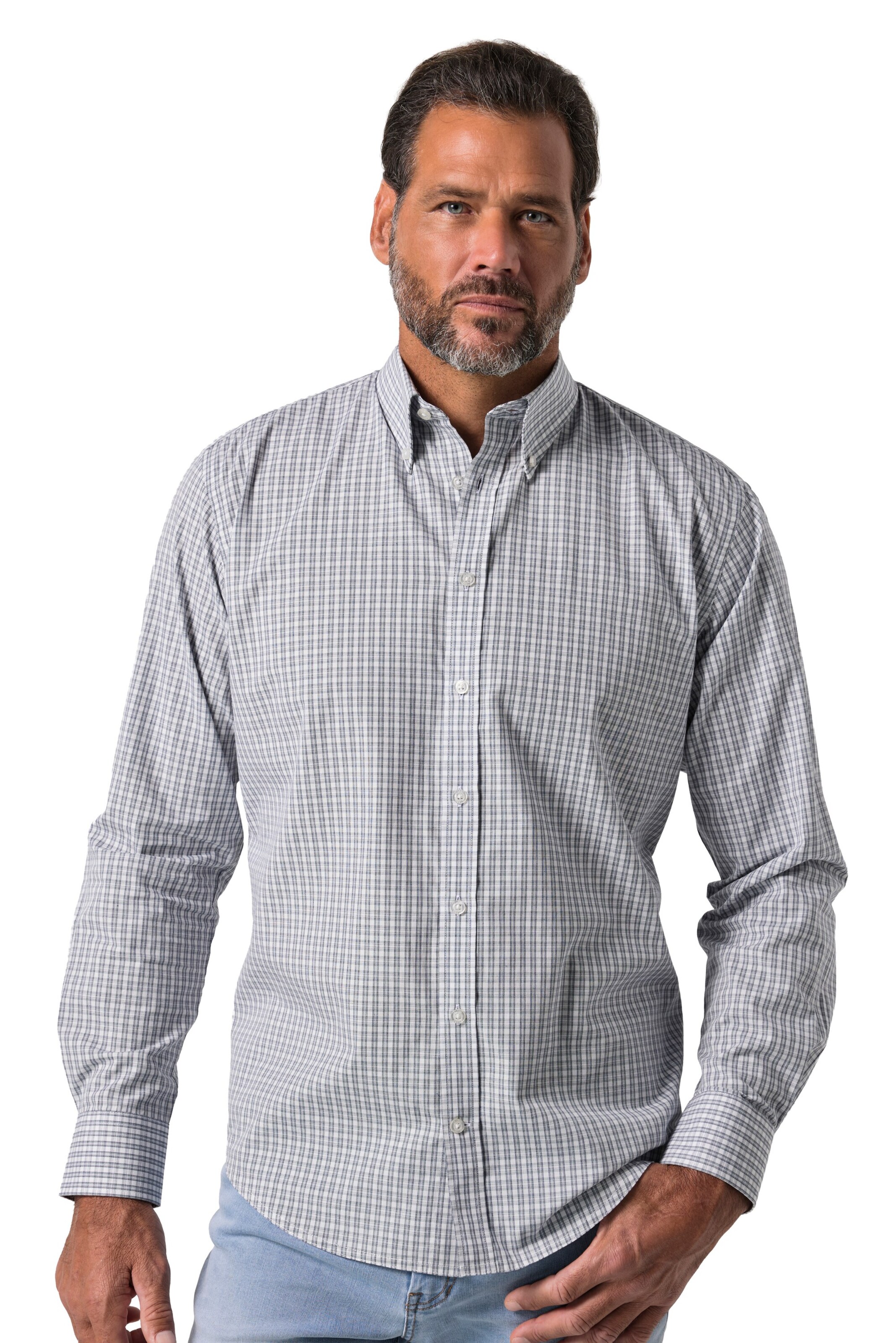 JP1880 Regular Fit Hemd in Grau: Vorderseite