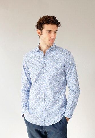 Black Label Shirt Regular fit Button Up Shirt 'MEXICO' in Blue