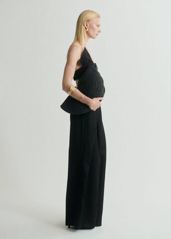 MANGO Wide leg Pleat-Front Pants 'Danielle' in Black
