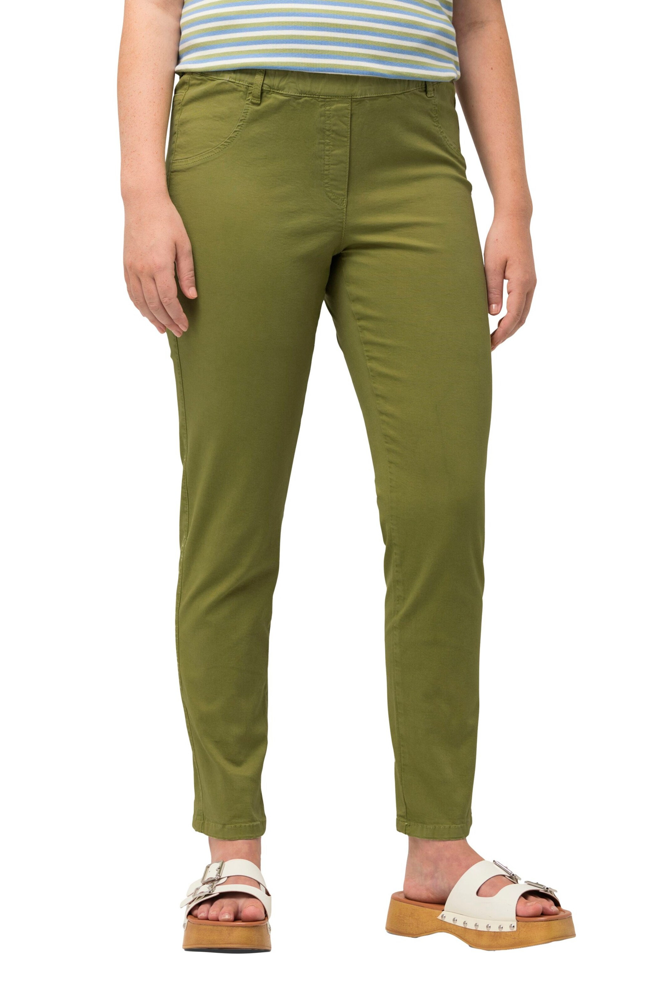 Ulla Popken Skinny Broek in Groen: voorkant