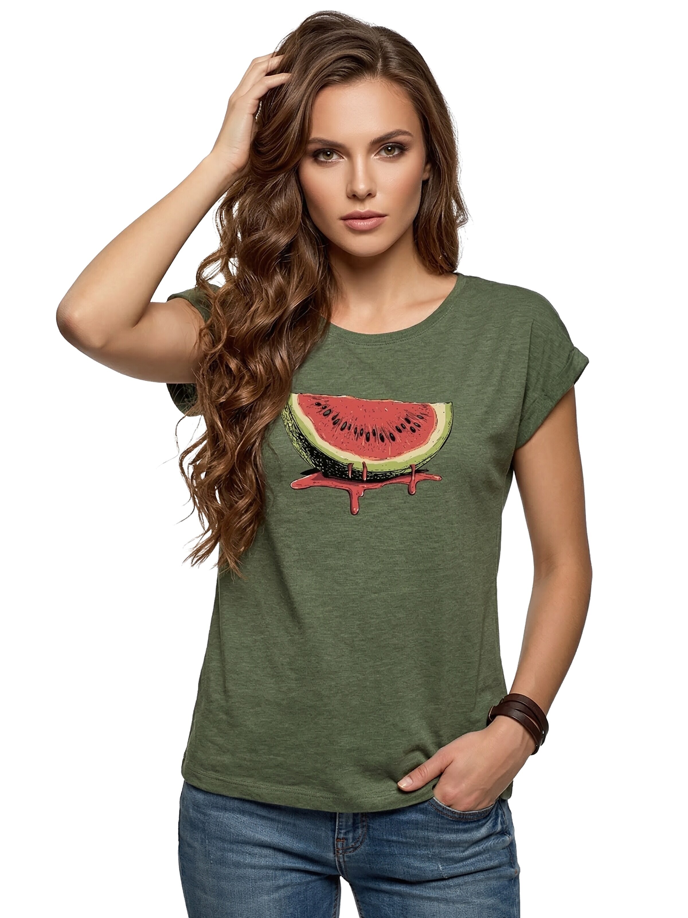MAKAYA Shirt 'Watermelon' in Green: front