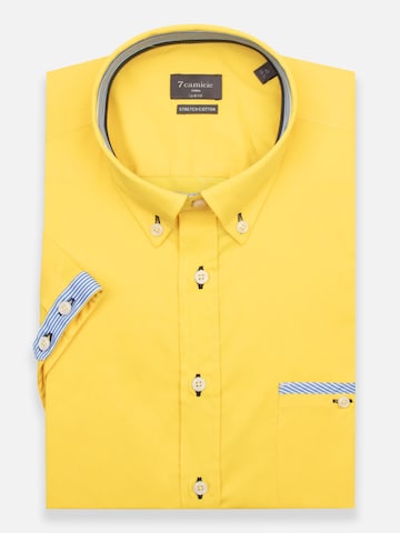 Camicia business 'Iconic Poplin Stretch Man Shirt Short Sleeve Light Blue' di 7Camicie in giallo: frontale