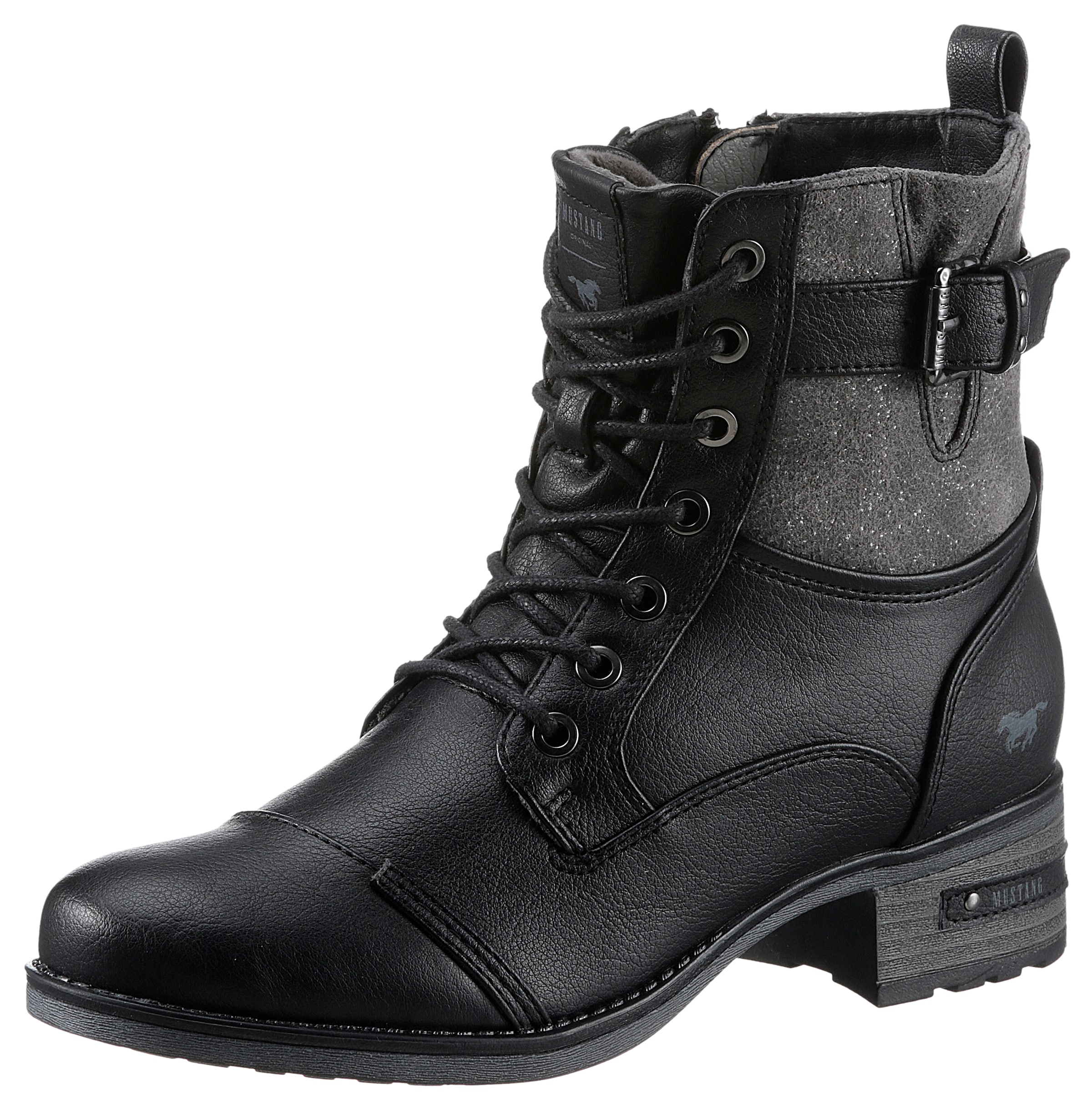 MUSTANG Lace-up bootie in Black: front