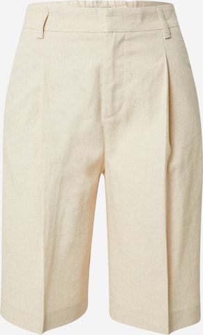 Gina Tricot Loose fit Pleated Pants 'Caroline' in Beige: front