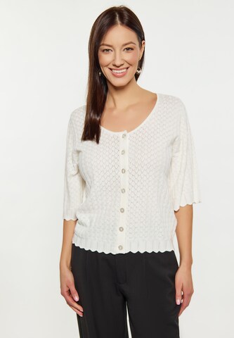 Usha Knit Cardigan in White: front