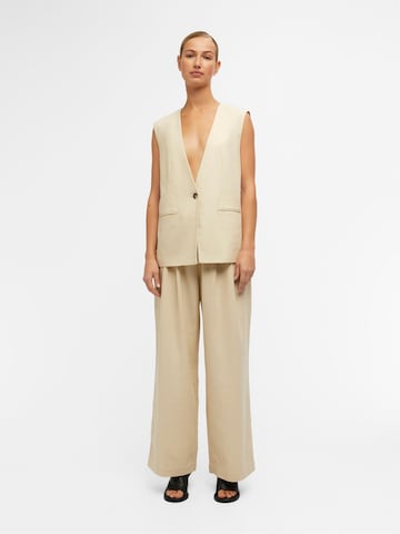 OBJECT Wide leg Pleat-Front Pants 'Fippi' in Beige