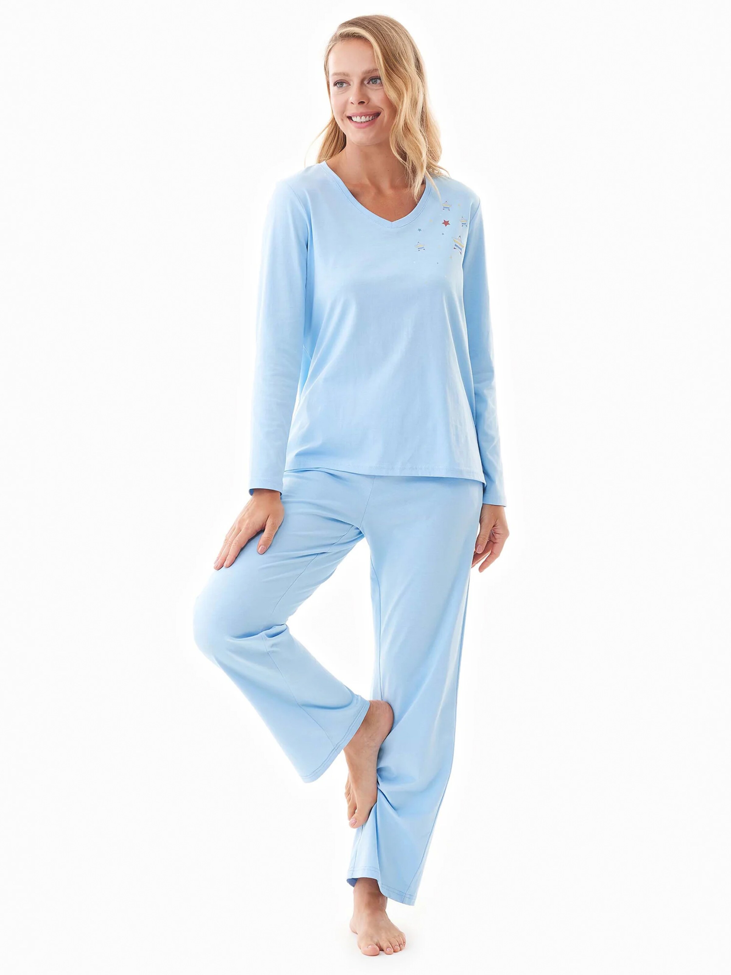 Organication Pyjama in Blau: Vorderseite