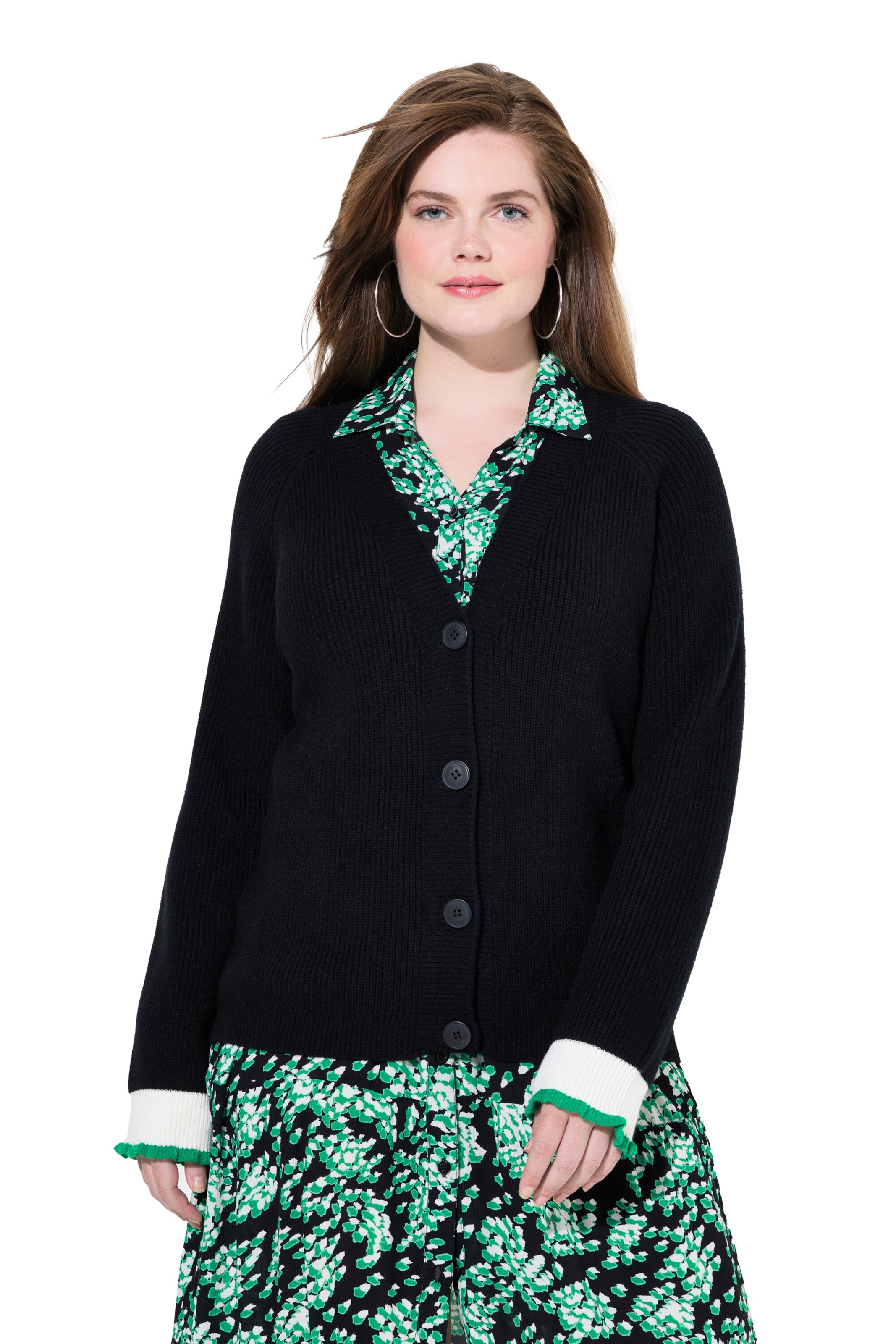 juoda Ulla Popken Kardiganas: priekis