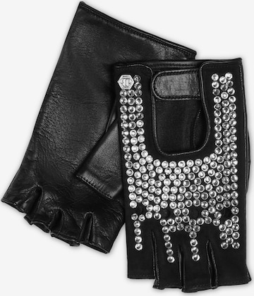 Philipp Plein - Guantes sin dedos en negro: frente