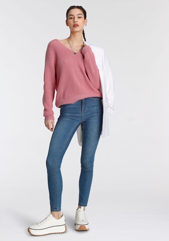 TAMARIS Pullover 'Ajour' in Pink