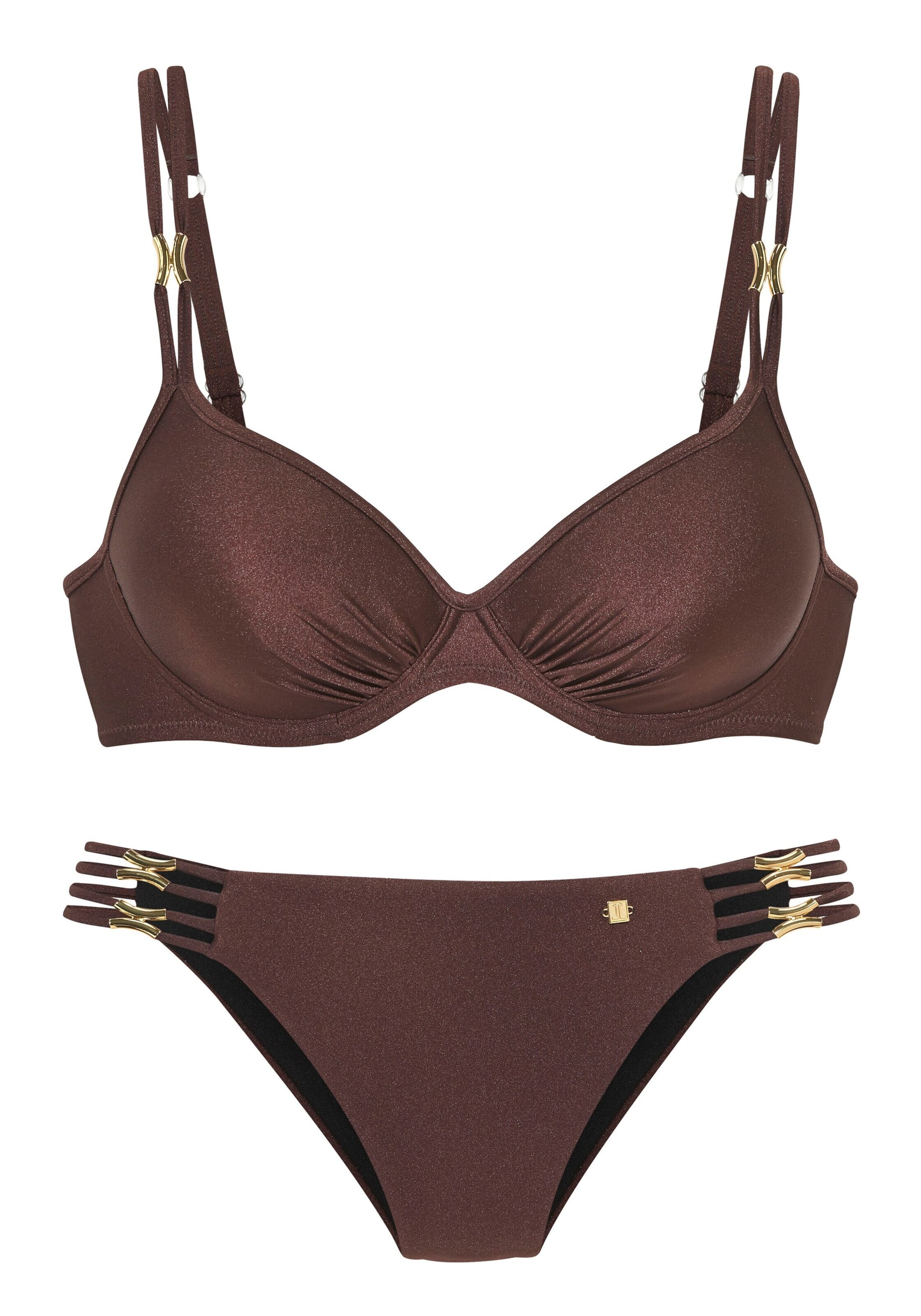 JETTE Bralette Bikini in Brown: front