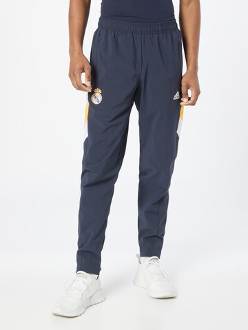 ADIDAS SPORTSWEAR Tapered Workout Pants 'Real Madrid' in Blue: front