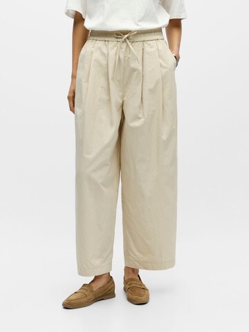 OBJECT - Pierna ancha Pantalón plisado 'OBJBerta' en beige: frente