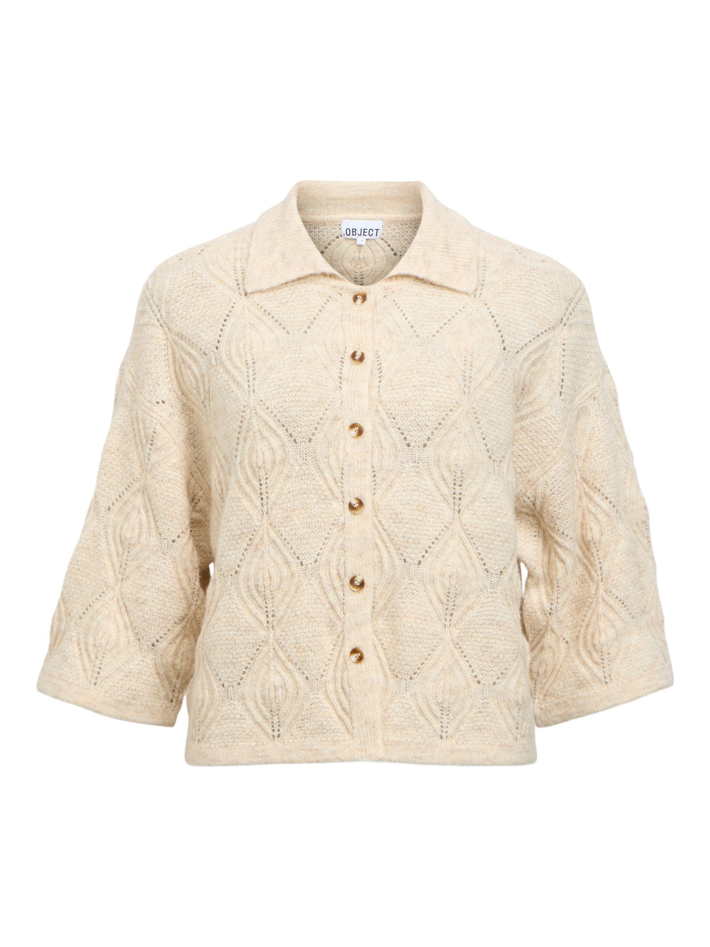 OBJECT Strickjacke 'OBJKAISA FLORA' in Beige: Vorderseite