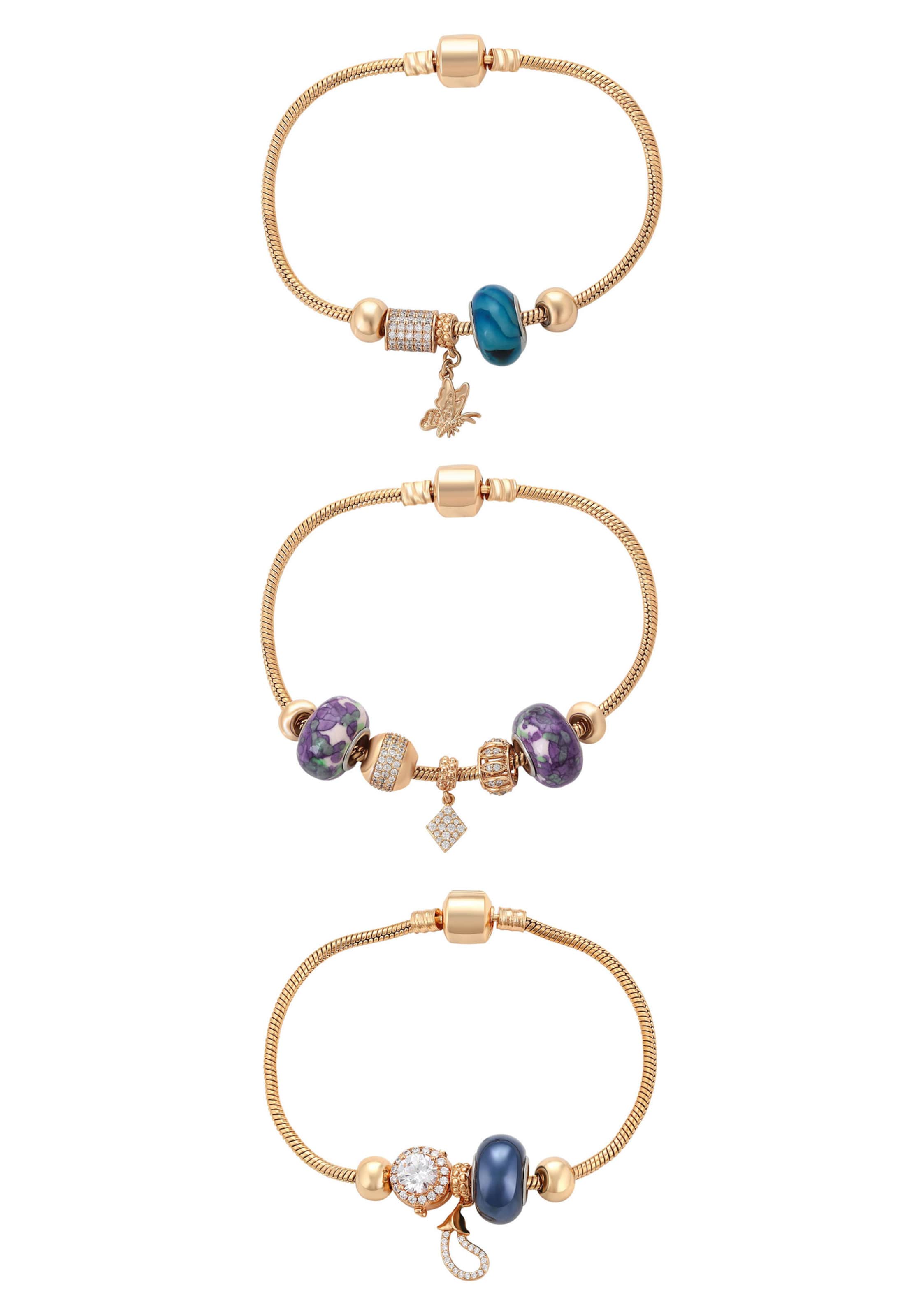 faina Pulseira em azul / navy / ouro / roxo, Vista do artigo