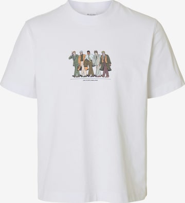 T-Shirt 'SLHPETE LICENSE' SELECTED en blanc : devant
