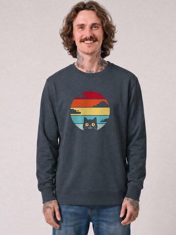 Watapparel Sweatshirt 'Retro Sunset Cat' in Grau: Vorderseite