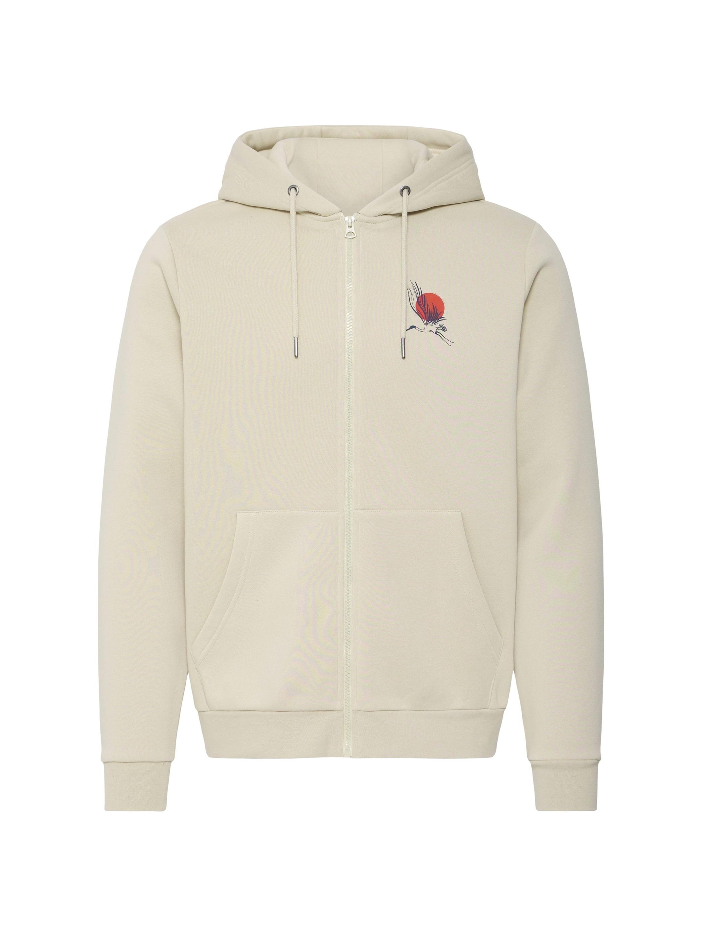 BLEND - Sudadera con cremallera ' BHJapa Backprint ' en beige: frente