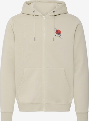 BLEND - Sudadera con cremallera ' BHJapa Backprint ' en beige: frente