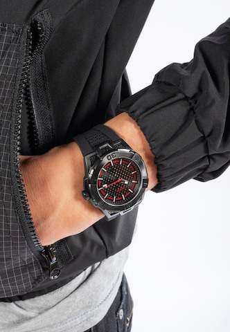 GUESS Analoog horloge 'NETWORK' in Zwart