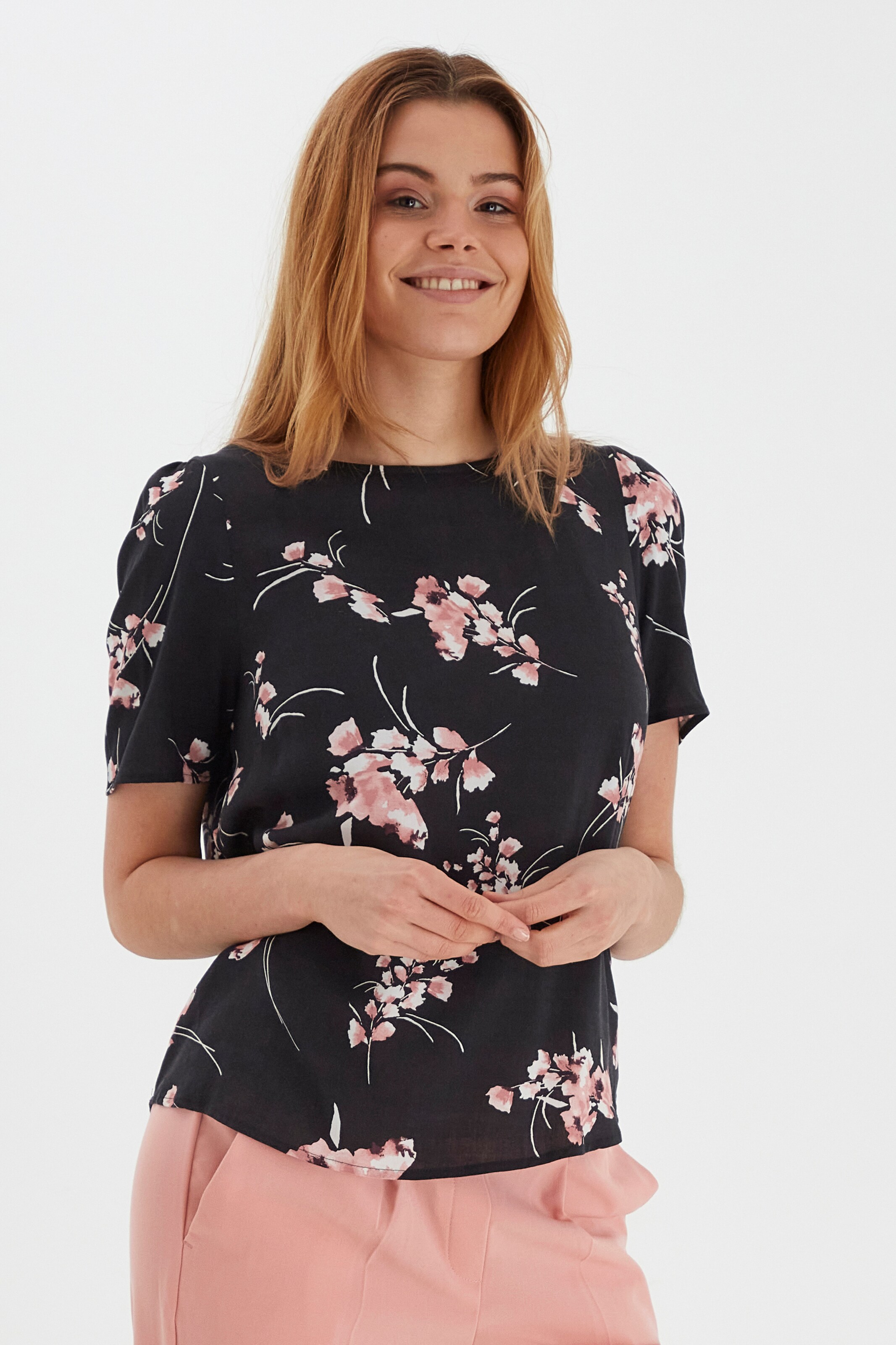 Frauen Große Größen b.young Kurzarmbluse in Schwarz - OW04794 Frauen Große Größen b.young Kurzarmbluse in Schwarz - OW04794