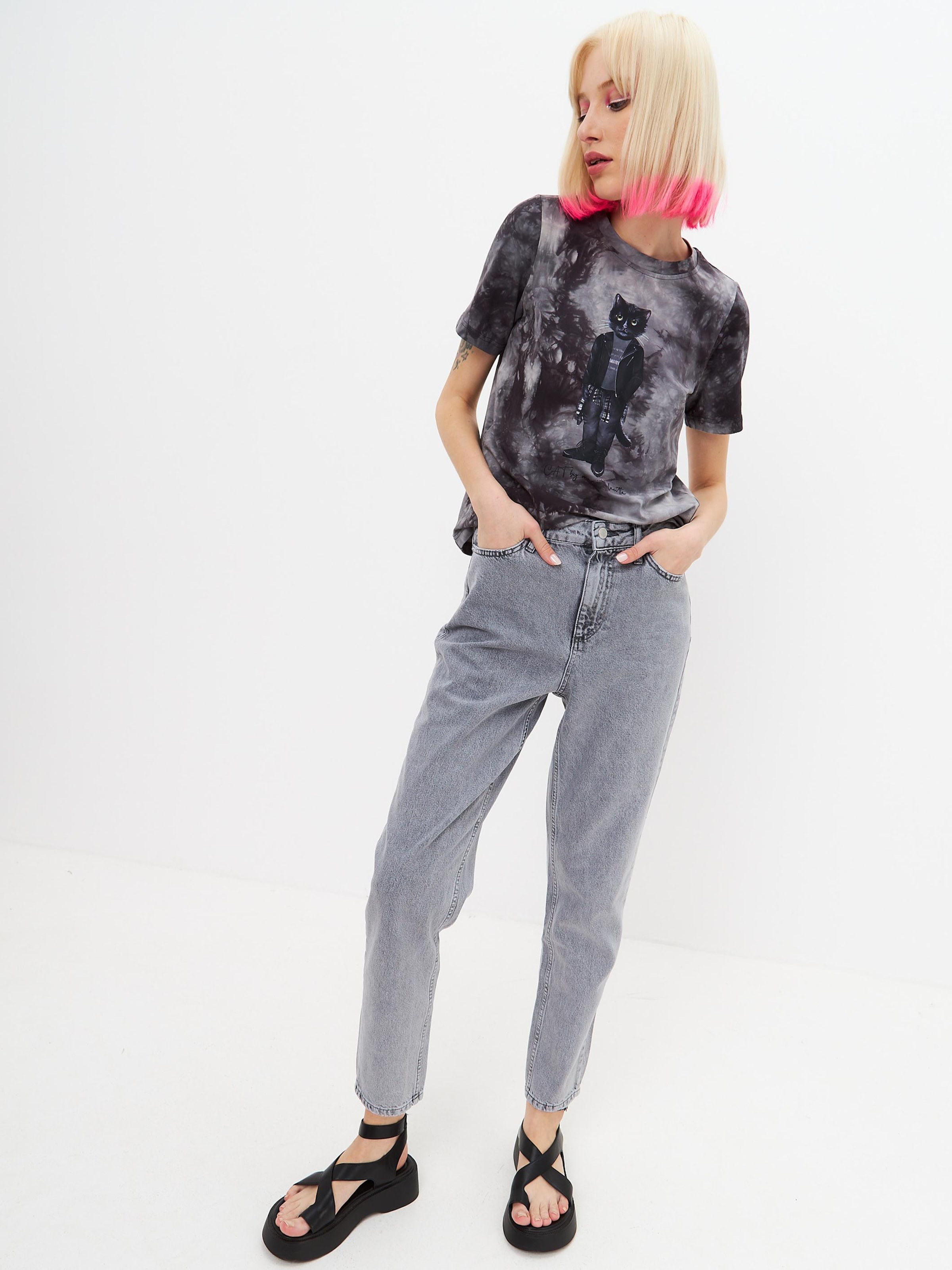 Cat e Lolette Shirt 'Rocker Cat' in Grey