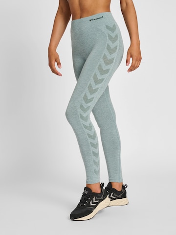 Hummel Skinny Workout Pants 'Ci' in Green: front