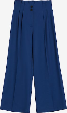 Bershka Wide leg Pleat-front trousers in Blue: front