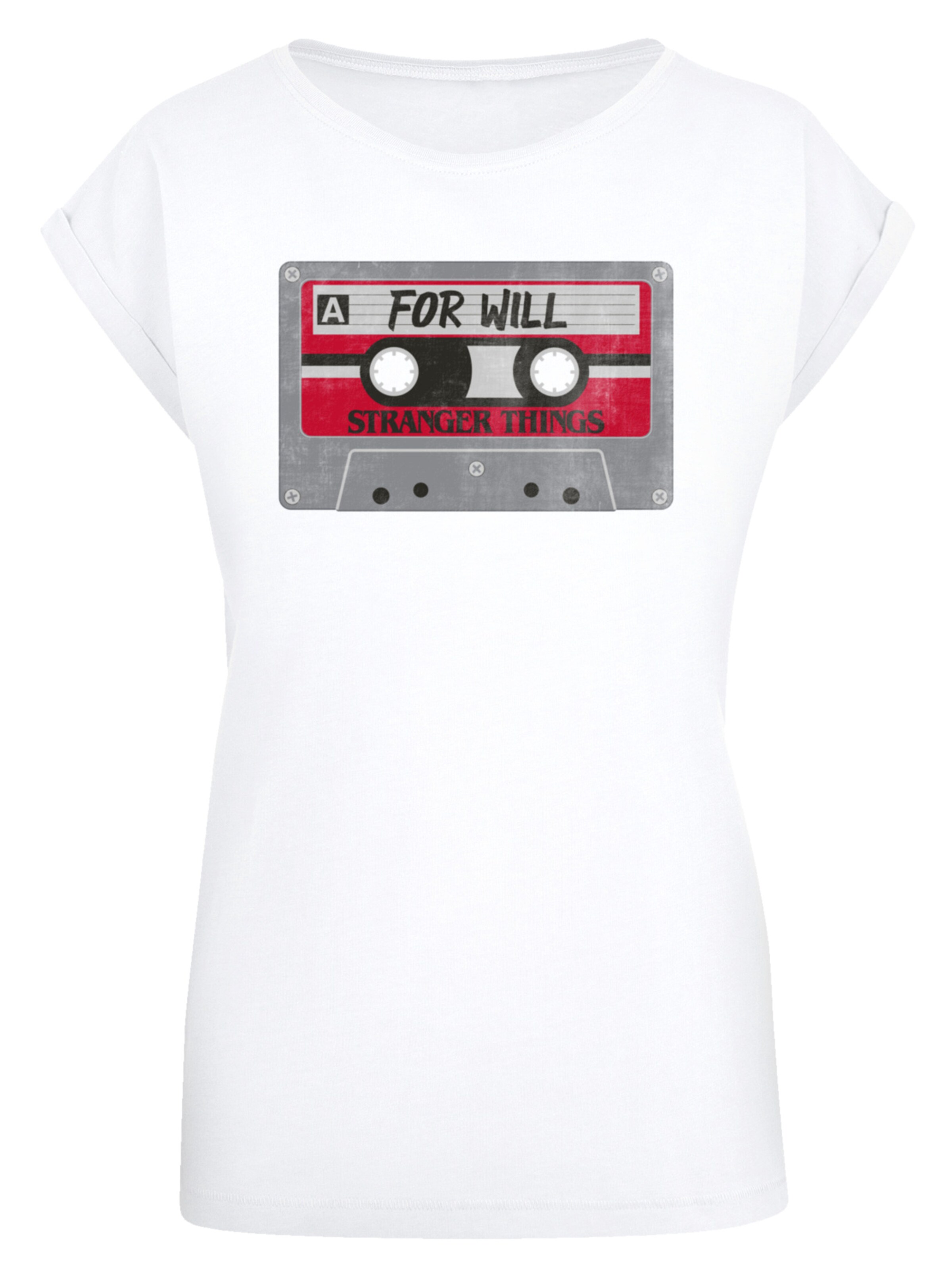 F4NT4STIC T-Shirt 'Stranger Things Cassette For Will Netflix TV Series' in Weiß: Vorderseite
