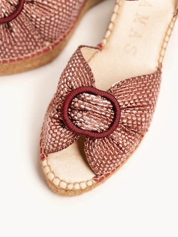 Alhamas Strap sandal 'Alpargata Cuña 8 cm' in Red