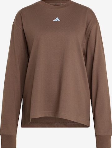 ADIDAS SPORTSWEAR - Camisa funcionais '3 Stripes Studio' em castanho: frente