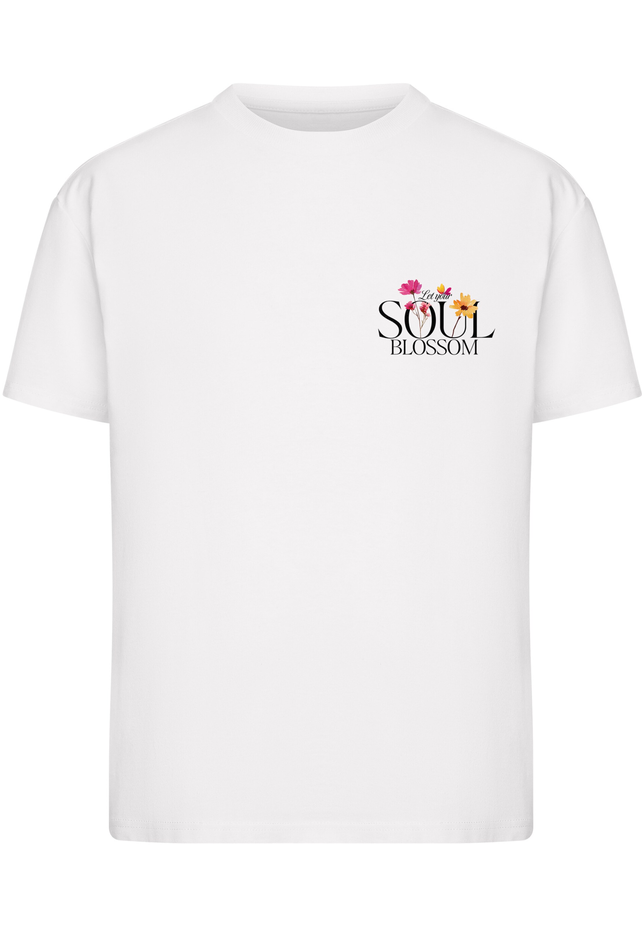 T-shirt 'Let Your Soul Blossom' Miss Tee en blanc