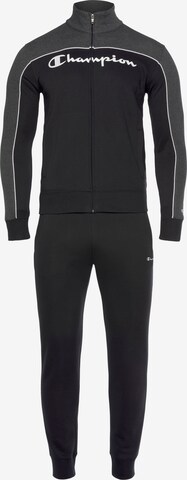 Champion Authentic Athletic Apparel Tracksuit in Black: front