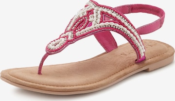 LASCANA T-Bar Sandals in Pink: front