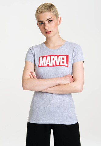 LOGOSHIRT Shirt 'Marvel' in Grey: front