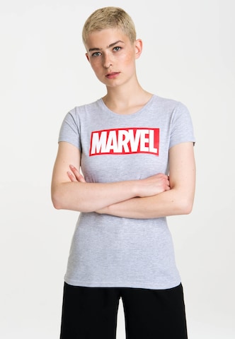 LOGOSHIRT Shirt 'Marvel' in Grey: front