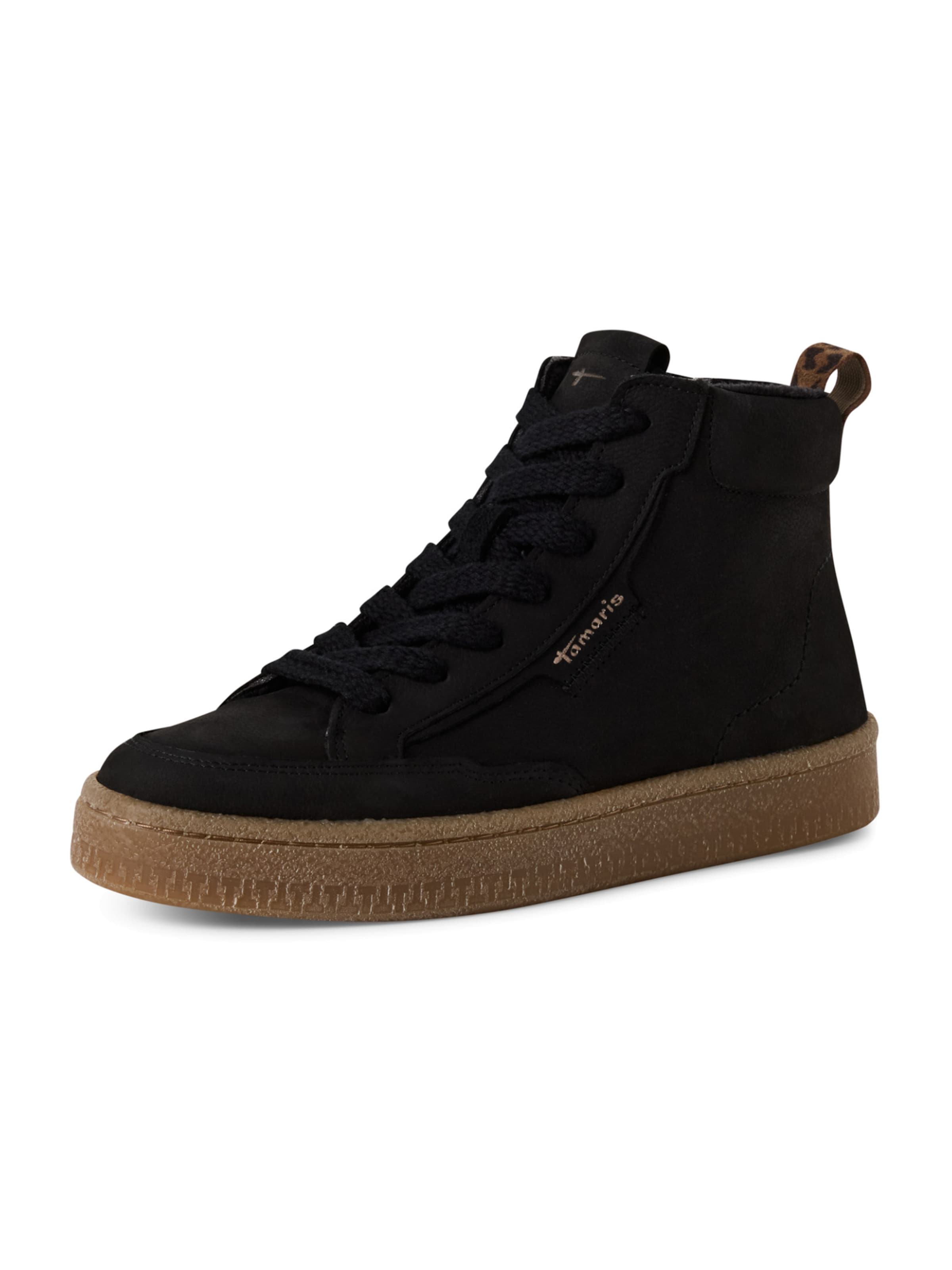 Tamaris Lace-Up Ankle Boots in Black: front