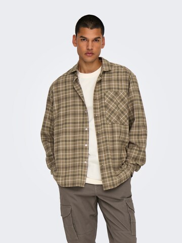 Only & Sons Comfort fit Srajca 'ONSArcher' | rjava barva: sprednja stran