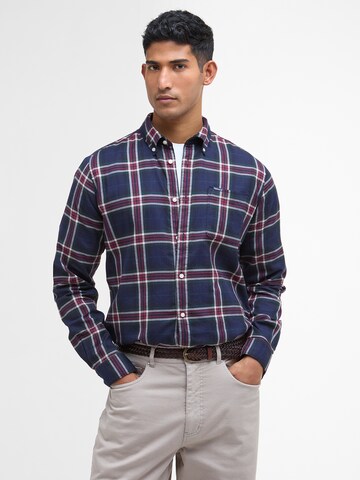 Barbour - Regular Fit Camisa 'Crossfell' em azul: frente