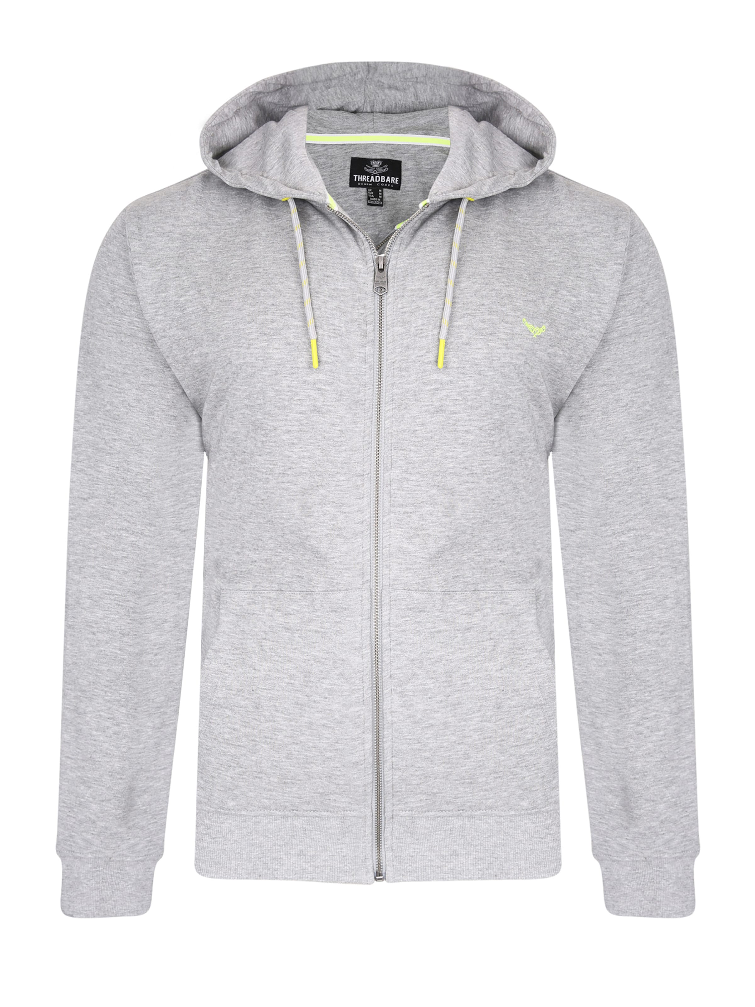 Threadbare Zip-Up Hoodie 'Through Tangerine' in Grey: front