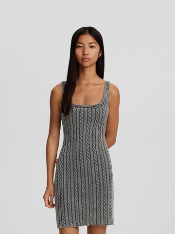 Bershka Knitted dress in Grey: front