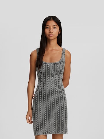 Bershka Knitted dress in Grey: front