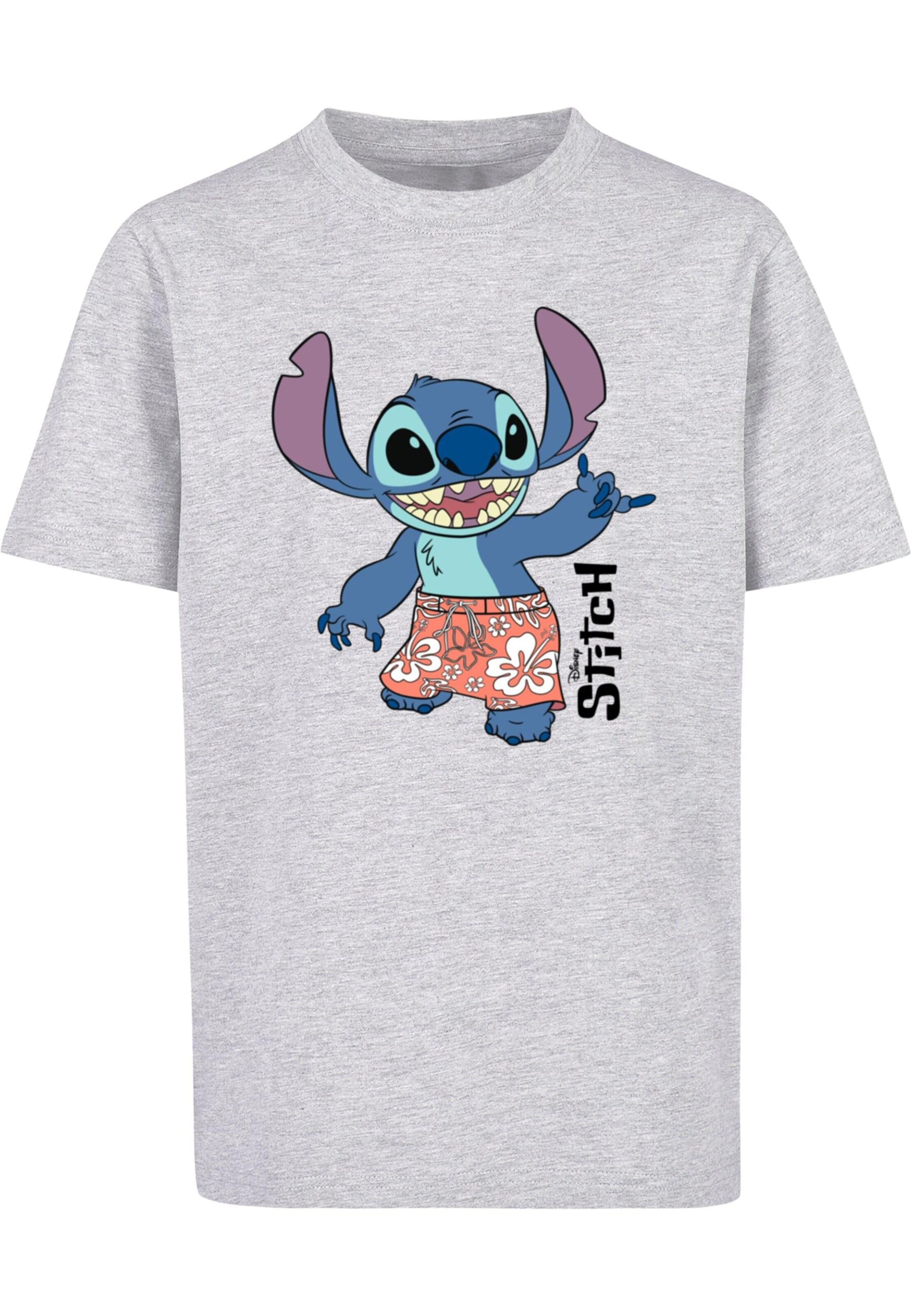 ABSOLUTE CULT T-Shirt 'Lilo And Stitch - Bermuda Shorts' in Grau: Vorderseite