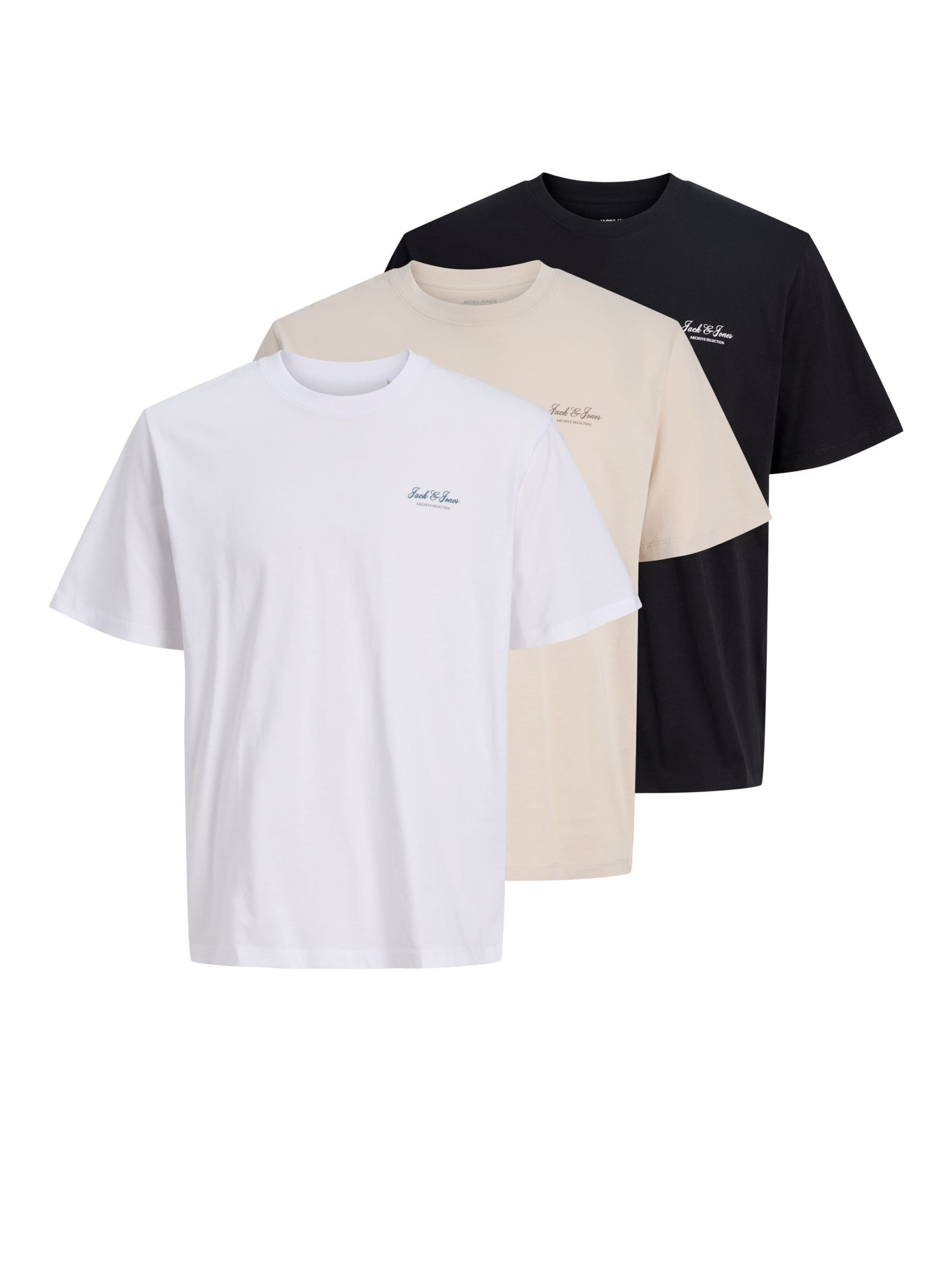 JACK & JONES Bluser & t-shirts i XS i beige / sort / hvid, Produktvisning